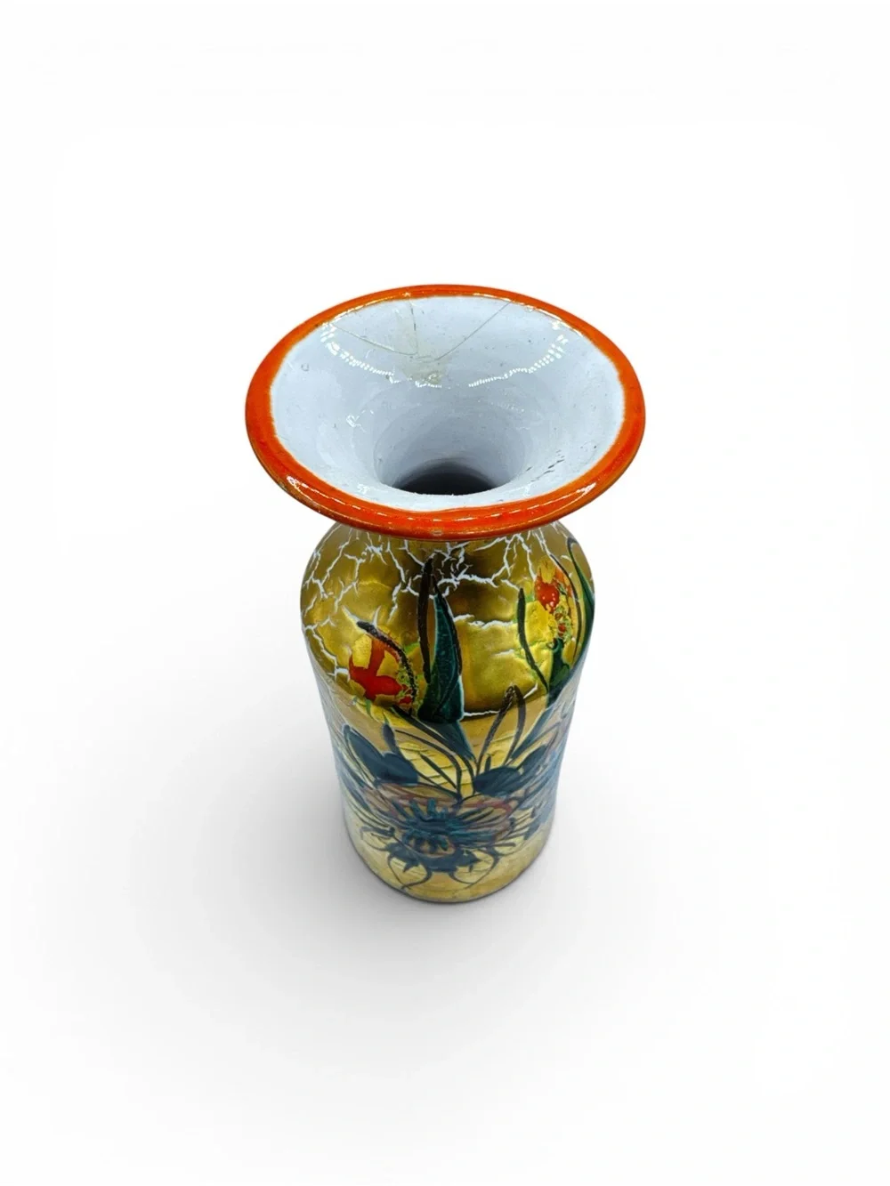 Vintage 1960s Italian Polychromatic Delft Ceramic Vase Mid Century Italian Vase - Picture 3 of 7